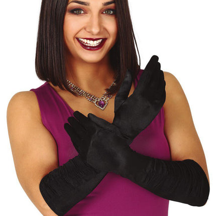 Halloween Handschoenen Fluweel Zwart 45cm van Fiestas Guirca koop je bij Partywinkel