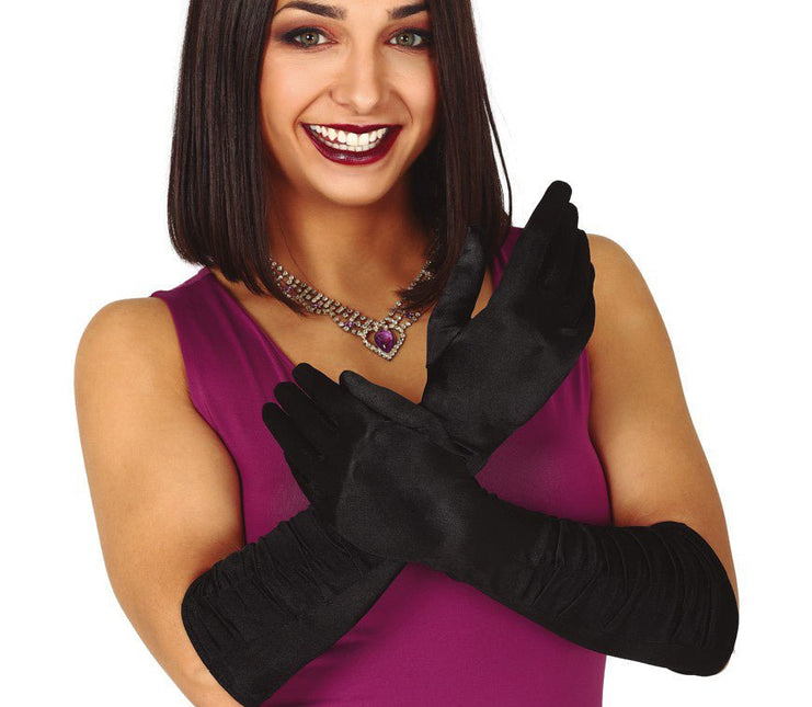 Halloween Handschoenen Fluweel Zwart 45cm van Fiestas Guirca koop je bij Partywinkel