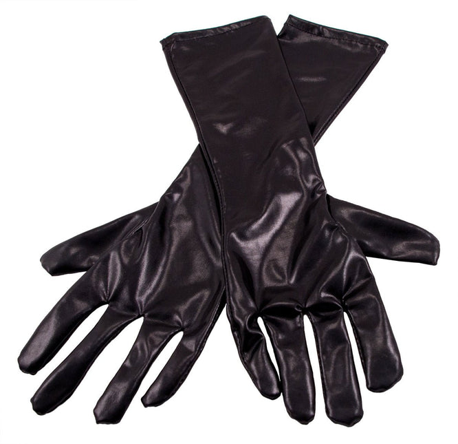 Halloween Handschoenen Metallic Zwart van Folat koop je bij Partywinkel