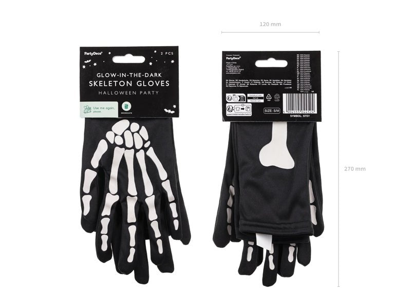 Halloween Handschoenen Skelet Glow In The Dark van Partydeco koop je bij Partywinkel