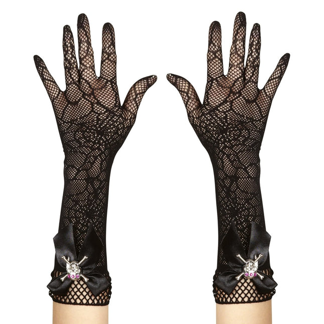 Halloween Handschoenen Spinnenweb En Schedel van Widmann koop je bij Partywinkel