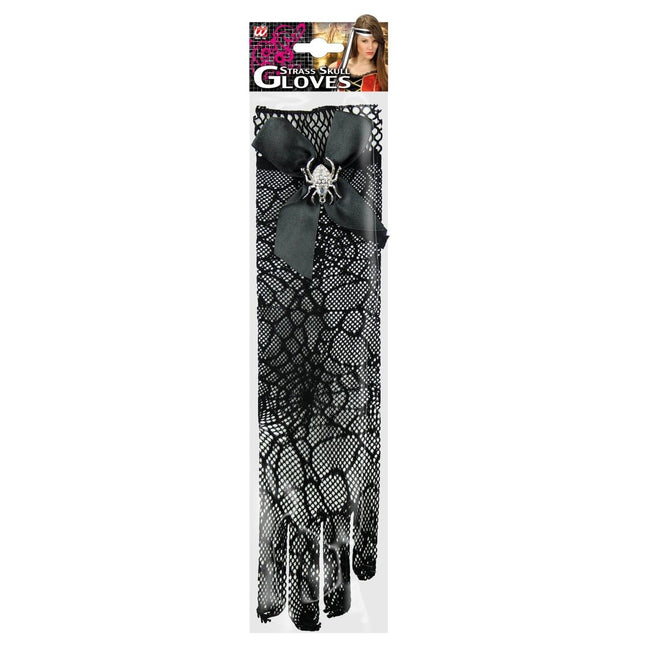 Halloween Handschoenen Spinnenweb En Schedel van Widmann koop je bij Partywinkel