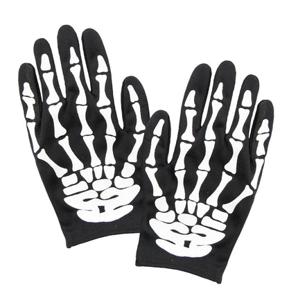 Halloween Handschoenen Wit Zwart Skelet van Widmann koop je bij Partywinkel