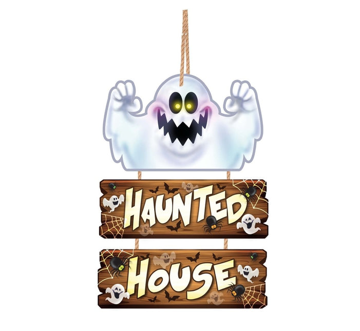 Halloween Deurbord Haunted House 32cm van Fiestas Guirca koop je bij Partywinkel
