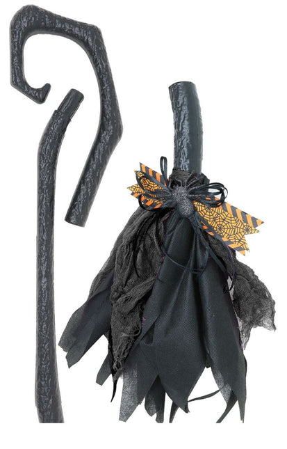 Halloween Heksenbezem Zwart Paars 90cm van Fiestas Guirca koop je bij Partywinkel