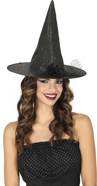 Halloween Heksenhoed Met Bloem van Fiestas Guirca koop je bij Partywinkel