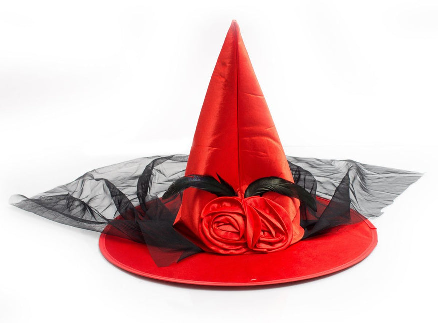 Halloween Heksenhoed Oranje Hoog van Partychimp koop je bij Partywinkel