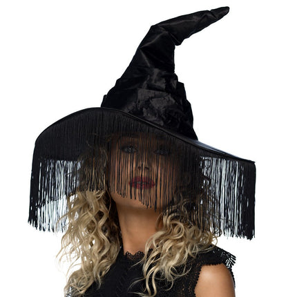 Halloween Heksenhoed Zwart Franjes van Boland koop je bij Partywinkel