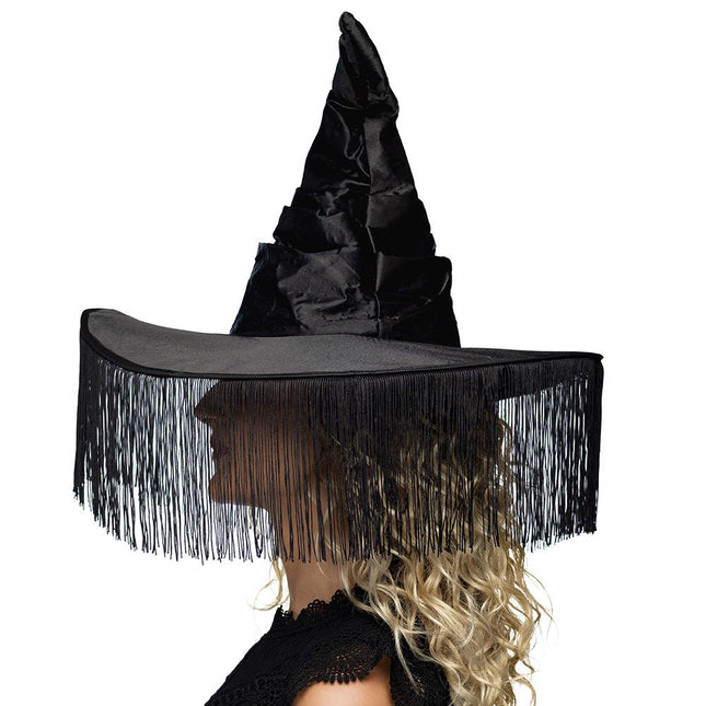 Halloween Heksenhoed Zwart Franjes van Boland koop je bij Partywinkel