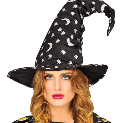 Halloween Heksenhoed Zwart Maan En Sterren van Widmann koop je bij Partywinkel