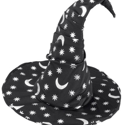 Halloween Heksenhoed Zwart Maan En Sterren van Widmann koop je bij Partywinkel