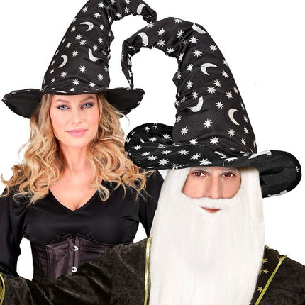 Halloween Heksenhoed Zwart Maan En Sterren van Widmann koop je bij Partywinkel