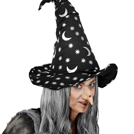 Halloween Heksenhoed Zwart Maan En Sterren van Widmann koop je bij Partywinkel