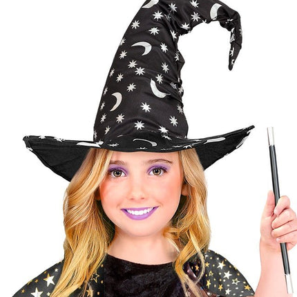 Halloween Heksenhoed Zwart Maan En Sterren van Widmann koop je bij Partywinkel