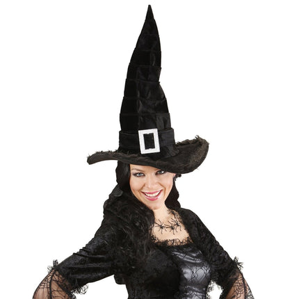Halloween Heksenhoed Zwart Met Gesp van Widmann koop je bij Partywinkel