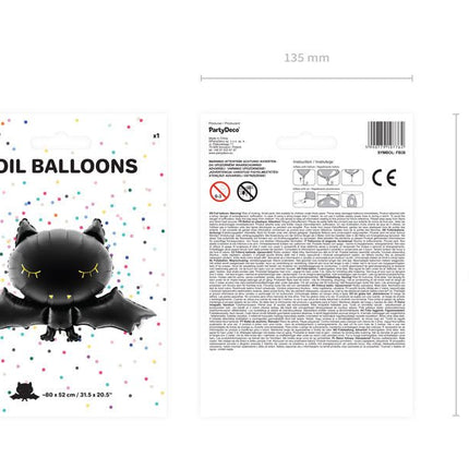 Halloween Helium Ballon Vleermuis 80cm van Partydeco koop je bij Partywinkel