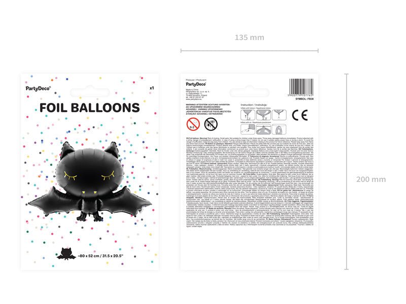 Halloween Helium Ballon Vleermuis 80cm van Partydeco koop je bij Partywinkel