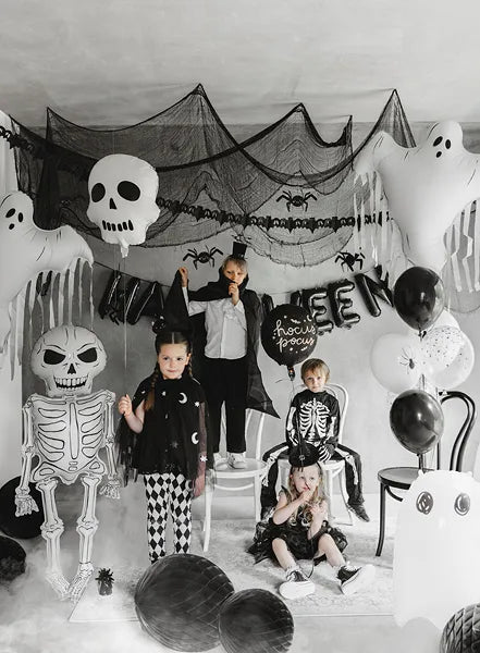 Halloween Helium Ballon Wit Zwart Doodshoofd Leeg 41cm van Partydeco koop je bij Partywinkel