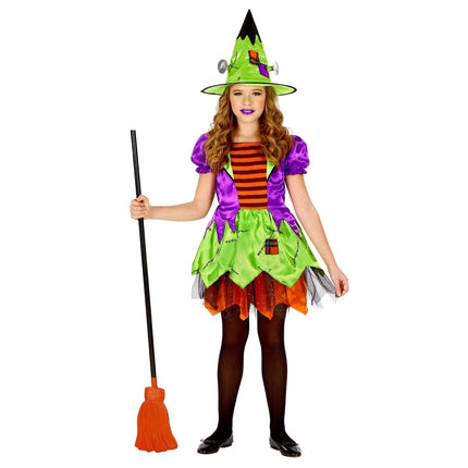 Halloween Jurk Gekleurd Meisje Heks van Widmann koop je bij Partywinkel