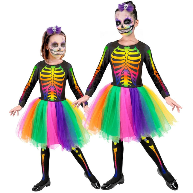 Halloween Jurk Gekleurd Skelet van Widmann koop je bij Partywinkel