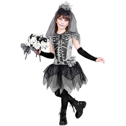 Halloween Jurk Meisje Skelet Bruidje van Widmann koop je bij Partywinkel