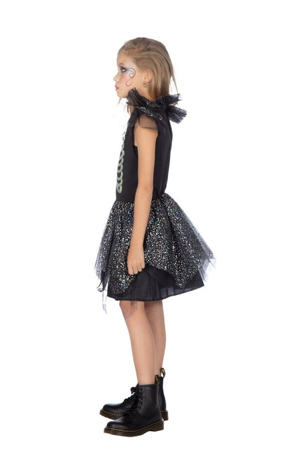 Halloween Jurk Meisje Skelet Met Steentjes van Wilbers & Wilbers koop je bij Partywinkel