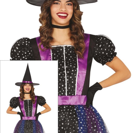 Halloween Jurk Paars Dames Heks Ster van Fiestas Guirca koop je bij Partywinkel