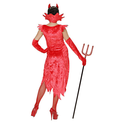 Halloween Jurk Rood Dames Fluwelen Duivel van Widmann koop je bij Partywinkel