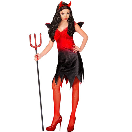 Halloween Jurk Rood Zwart Dames Sexy Duivel van Widmann koop je bij Partywinkel