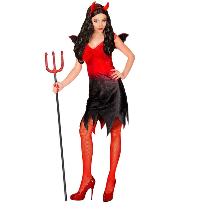 Halloween Jurk Rood Zwart Dames Sexy Duivel van Widmann koop je bij Partywinkel