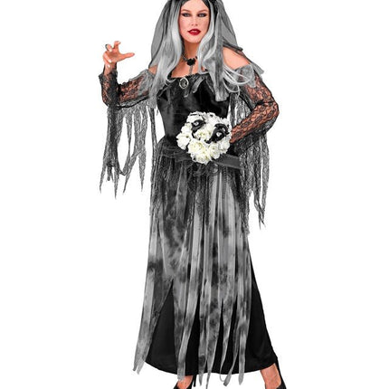 Halloween Jurk Zwart Bruid 2 delig van Widmann koop je bij Partywinkel