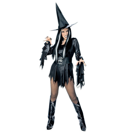 Halloween Jurk Zwart Dames Heks 4 delig van Widmann koop je bij Partywinkel