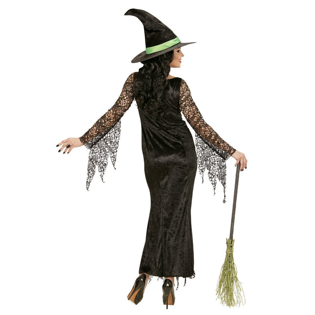 Halloween Jurk Zwart Dames Heks Kant van Widmann koop je bij Partywinkel