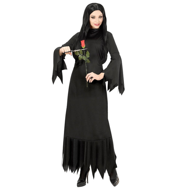 Halloween Jurk Zwart Dames Mortisia Lang van Widmann koop je bij Partywinkel