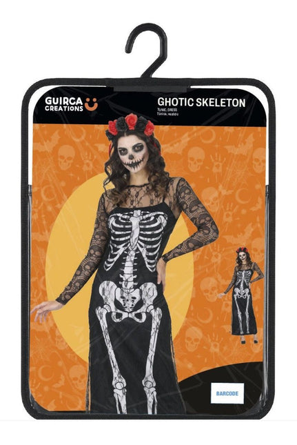 Halloween Jurk Zwart Dames Skelet van Fiestas Guirca koop je bij Partywinkel