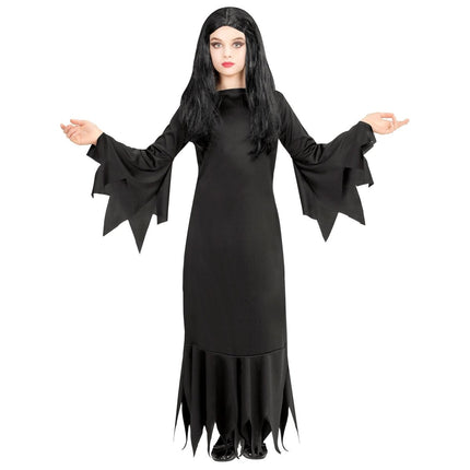 Halloween Jurk Zwart Meisje Mortisia van Widmann koop je bij Partywinkel