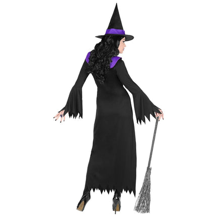 Halloween Jurk Zwart Paars Dames Heks van Widmann koop je bij Partywinkel