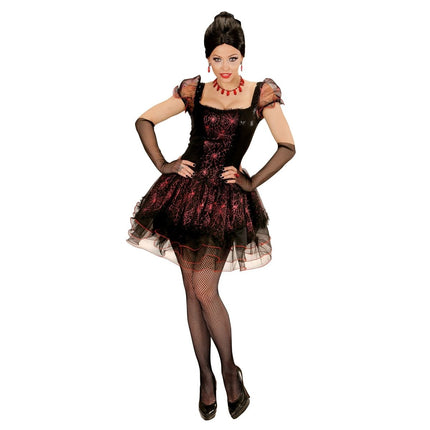 Halloween Jurk Zwart Rood Dames Vampier van Widmann koop je bij Partywinkel