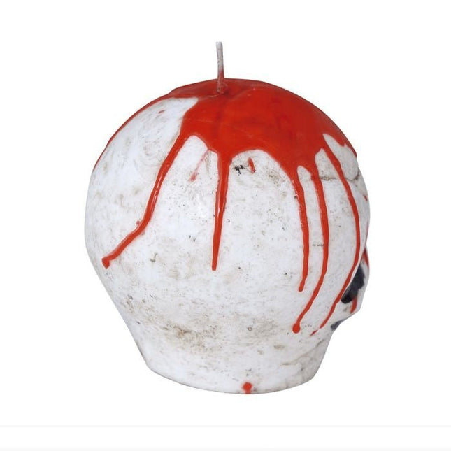 Halloween Kaars Bloederig Schedel 10cm van Fiestas Guirca koop je bij Partywinkel