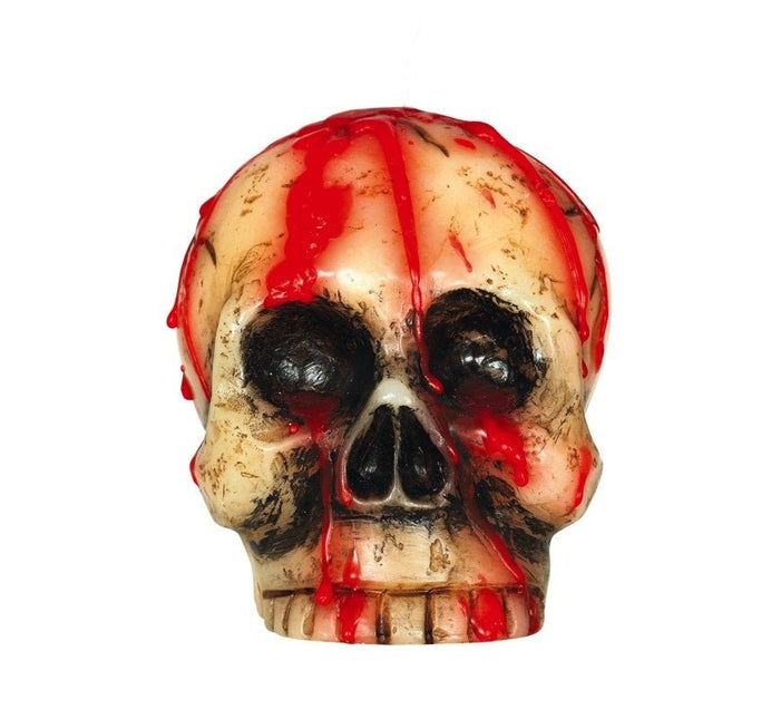 Halloween Kaars Bloederig Schedel 10cm van Fiestas Guirca koop je bij Partywinkel