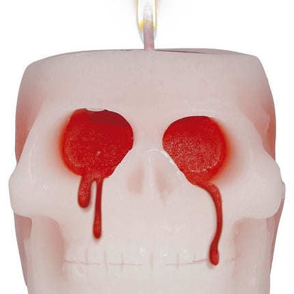 Halloween Kaars Bloederig Schedel 6cm van Fiestas Guirca koop je bij Partywinkel