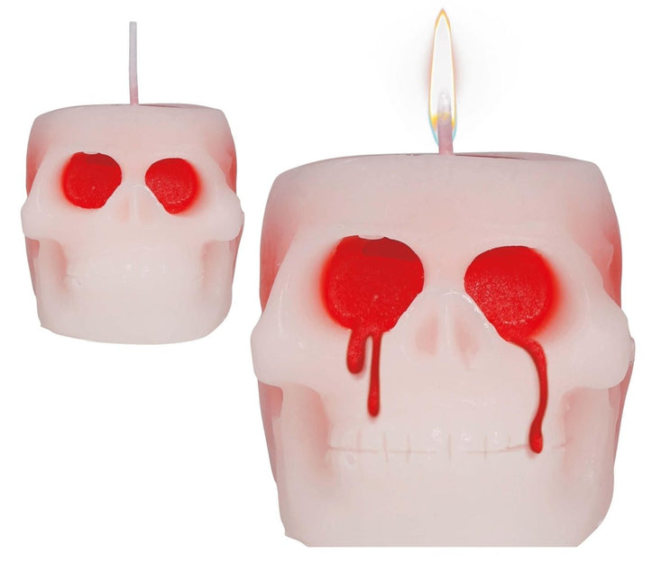 Halloween Kaars Bloederig Schedel 6cm van Fiestas Guirca koop je bij Partywinkel