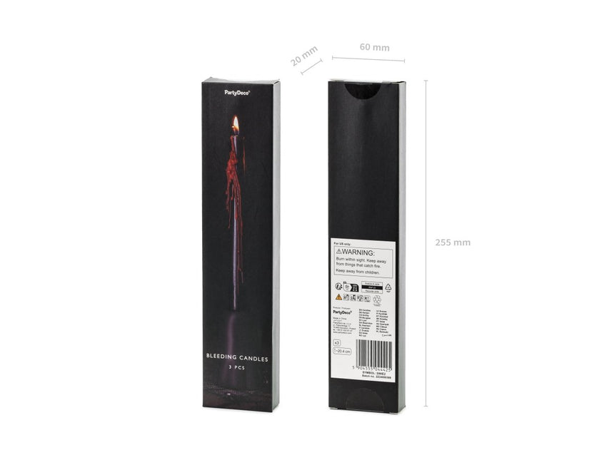 Halloween Kaarsen Bloed 20,5cm 3st van Partydeco koop je bij Partywinkel