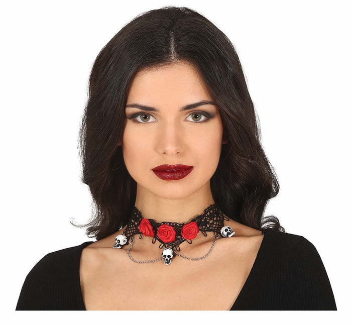 Halloween Ketting Doodshoofd Rozen van Fiestas Guirca koop je bij Partywinkel