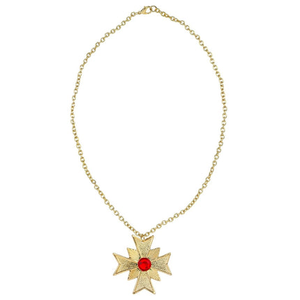 Halloween Ketting Goud Met Rode Edelsteen van Widmann koop je bij Partywinkel