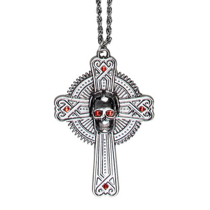 Halloween Ketting Kruis Rode Stenen 28cm van Boland koop je bij Partywinkel