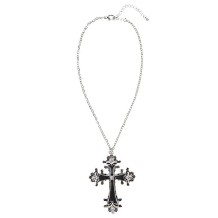 Halloween Ketting Zwart Zilver Kruis van Widmann koop je bij Partywinkel