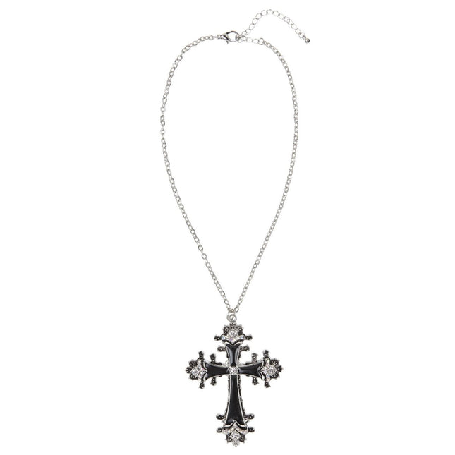 Halloween Ketting Zwart Zilver Kruis van Widmann koop je bij Partywinkel