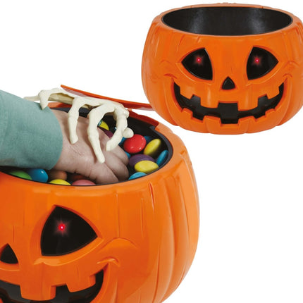 Halloween Kom Pompoen Licht, Geluid En Beweging 15cm van Fiestas Guirca koop je bij Partywinkel