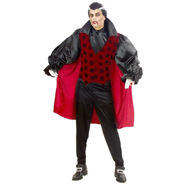Halloween Kostuum Rood Zwart Heren Vampier 4 delig van Widmann koop je bij Partywinkel